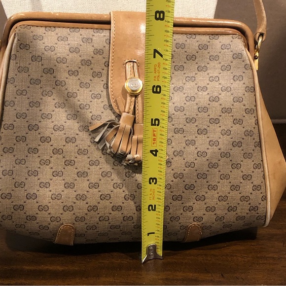 GUCCI GG Micro Guccissima Leather Coated Canvas Hinges Shoulder Bag Vintsge COA - Picture 9 of 17